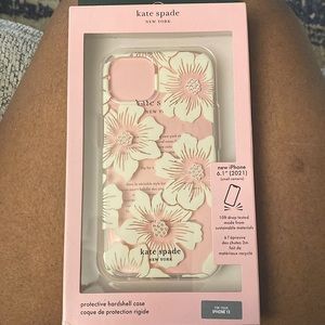 Clear Kate Spade cover with White and pink flowers